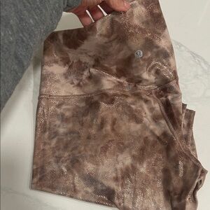 Lululemon metallic mauve and Brown Tie-Dye Leggings